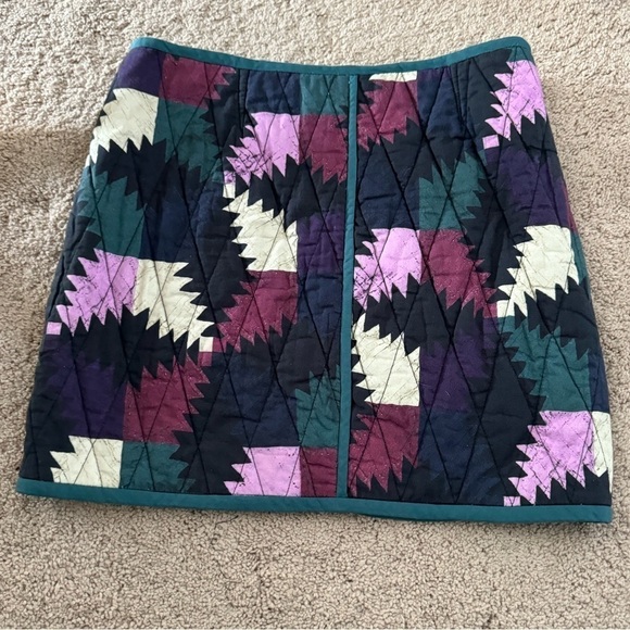 Isabel Marant Etoile- Hamlin Multicolored Patchwork Quilted Zipper Mini Skirt - Picture 7 of 11